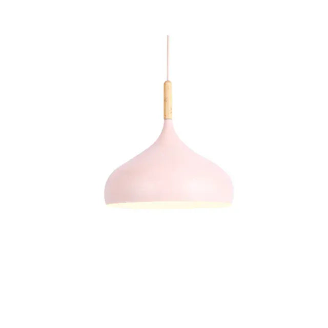 Verthara Premium Nordic Solid Wood Pendant Light C style pink / Black power cord