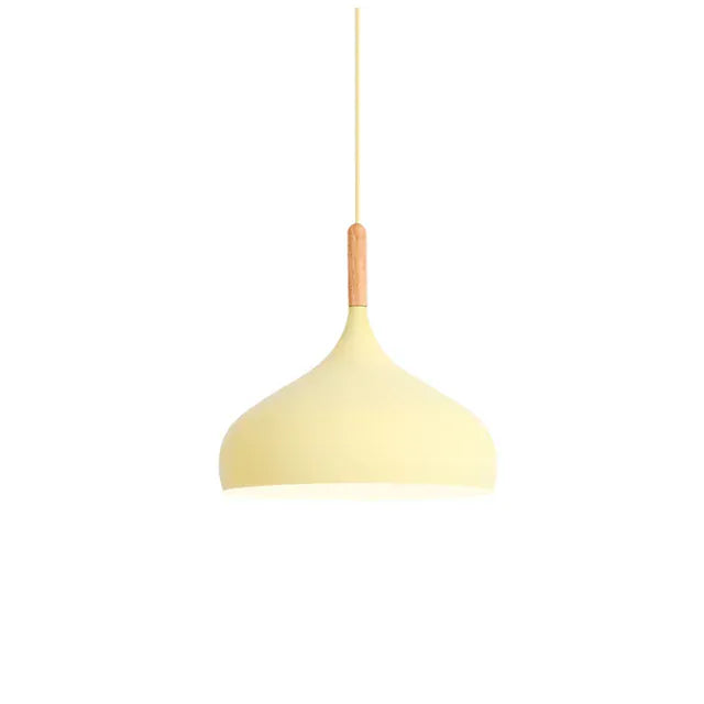 Verthara Premium Nordic Solid Wood Pendant Light C style yellow / Black power cord