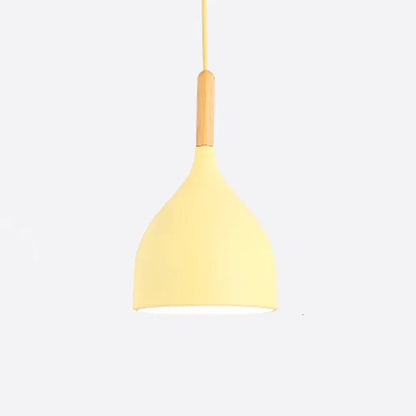 Verthara Premium Nordic Solid Wood Pendant Light B style yellow / Black power cord