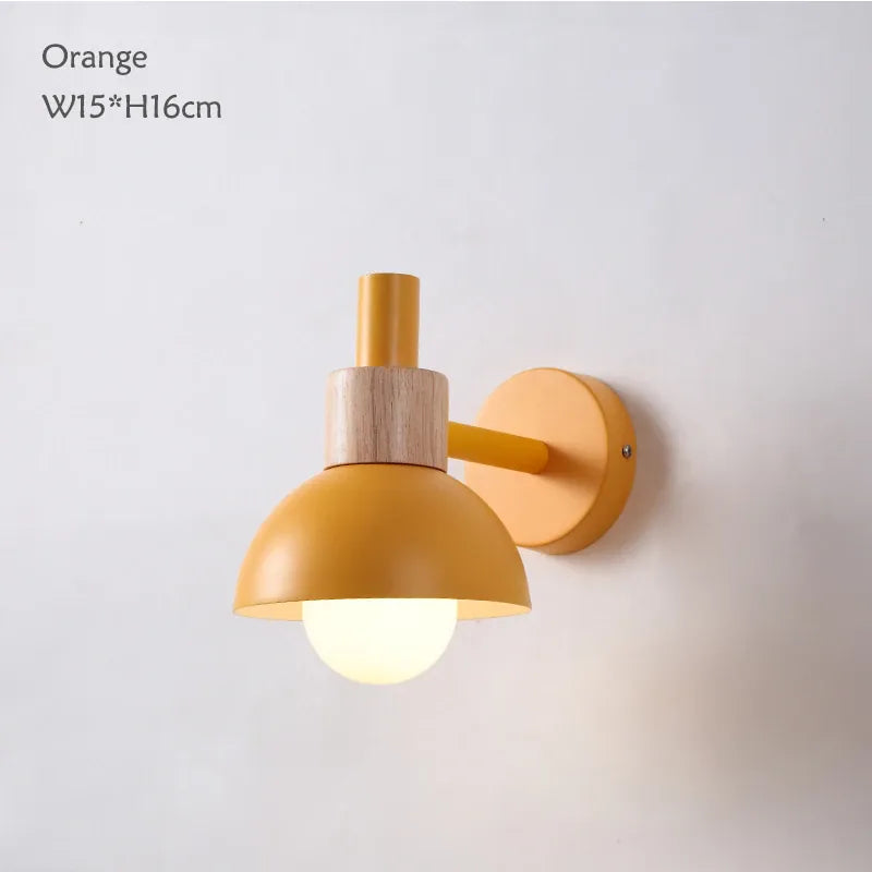 Verthara Premium Nordic Wooden Bedside Wall Sconce Orange color