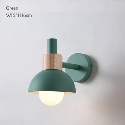 Verthara Premium Nordic Wooden Bedside Wall Sconce Green color