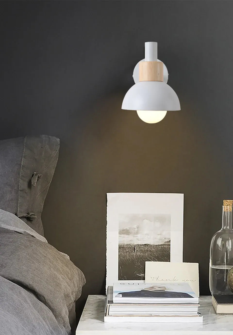 Verthara Premium Nordic Wooden Bedside Wall Sconce