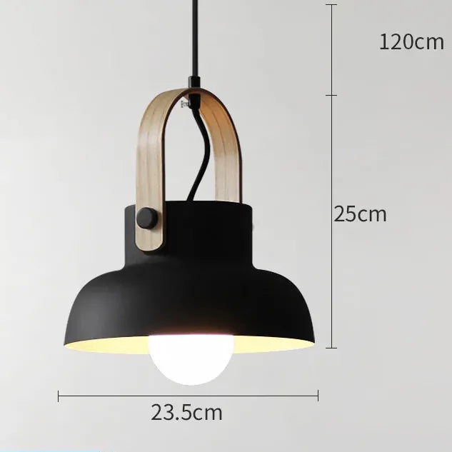 Verthara Premium Nordic Wooden Pendant Light A Black