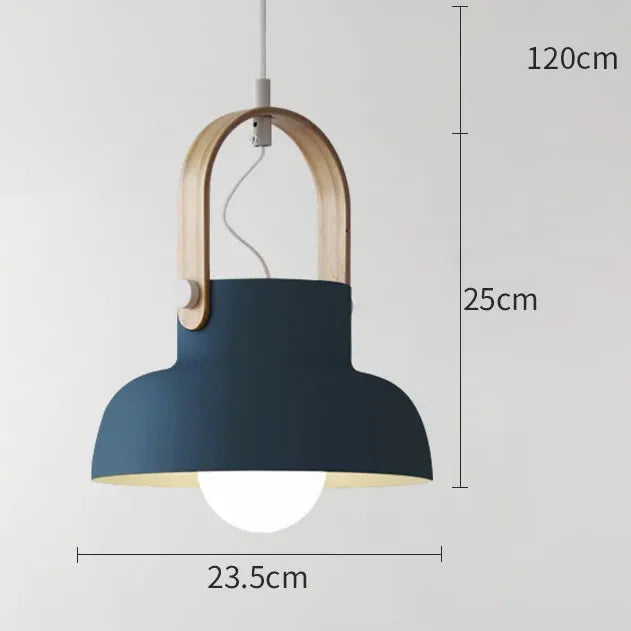 Verthara Premium Nordic Wooden Pendant Light A Dark blue