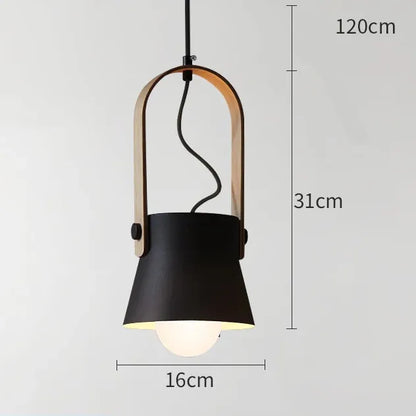 Verthara Premium Nordic Wooden Pendant Light B Black