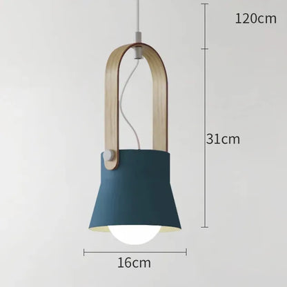 Verthara Premium Nordic Wooden Pendant Light B Dark blue