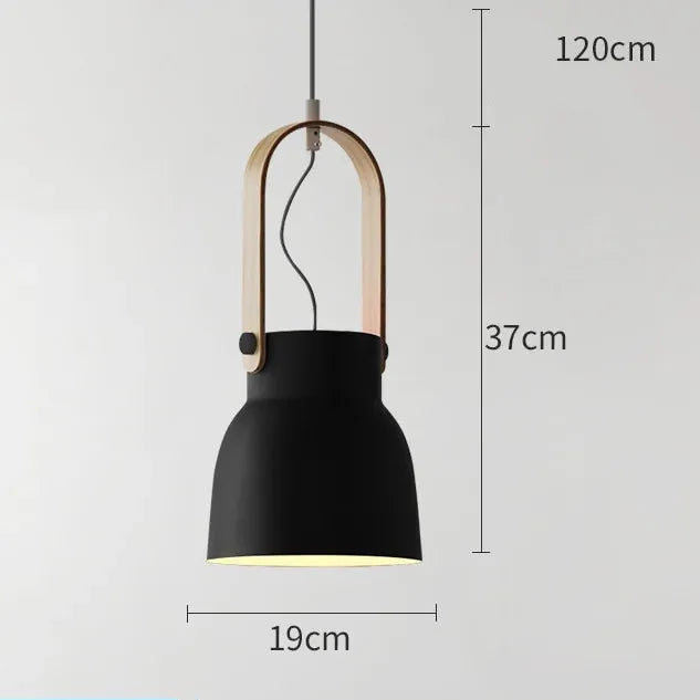 Verthara Premium Nordic Wooden Pendant Light C Black