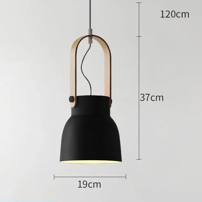 Verthara Premium Nordic Wooden Pendant Light C Black