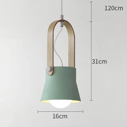 Verthara Premium Nordic Wooden Pendant Light B Green