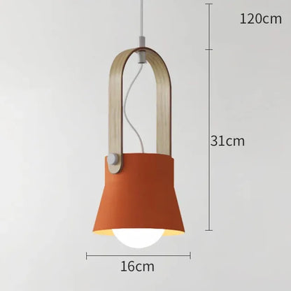 Verthara Premium Nordic Wooden Pendant Light B Orange
