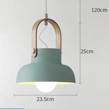 Verthara Premium Nordic Wooden Pendant Light A Green