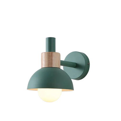 Verthara Premium Nordic Wooden Wall Sconce - Modern LED Wall Lamp in Green, Orange, and White for Home and Restaurant Decor Green color