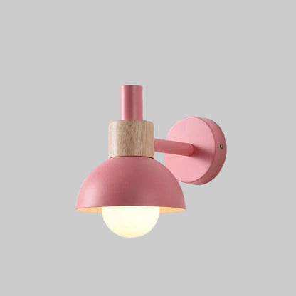 Verthara Premium Nordic Wooden Wall Sconce - Modern LED Wall Lamp in Green, Orange, and White for Home and Restaurant Decor Pink color