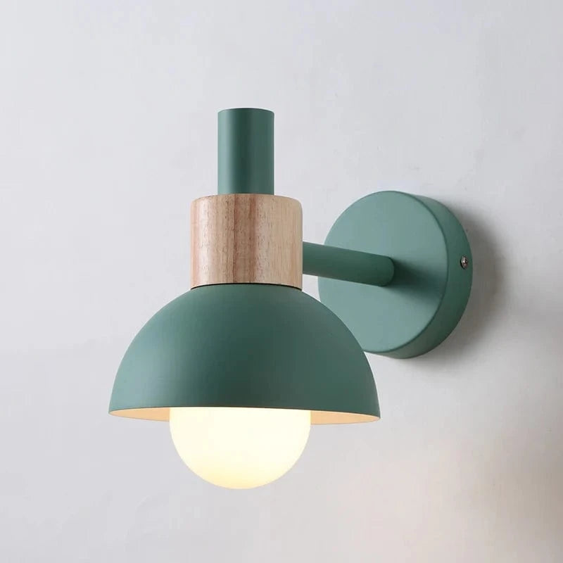 Verthara Premium Nordic Wooden Wall Sconce - Modern LED Wall Lamp in Green, Orange, and White for Home and Restaurant Decor