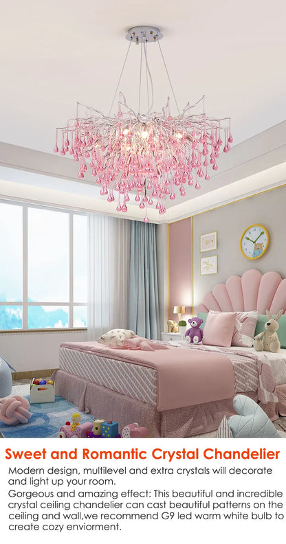 Verthara Premium Pink Crystal Princess Room Chandelier