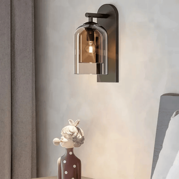 Verthara Premium Postmodern LED Wall Light – Indoor Mount – Vintage Style - Glass - E27 Bulb Compatible - Ideal For Hallway - Staircase Lighting Warm White (2700-3500K) / A cognac