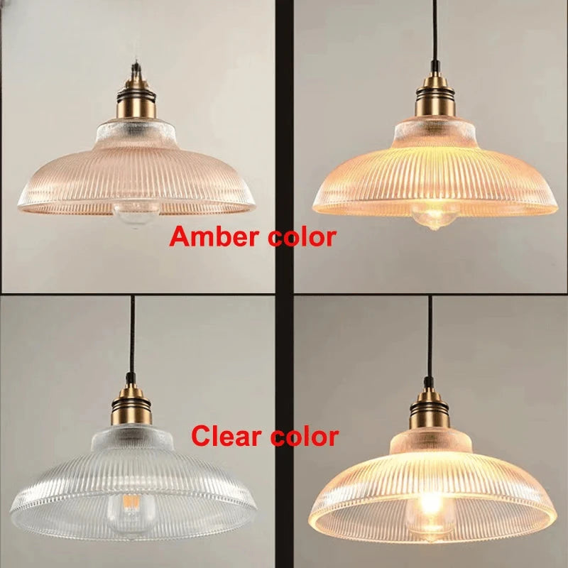 Verthara Premium Retro Amber Glass Loft Pendant Light