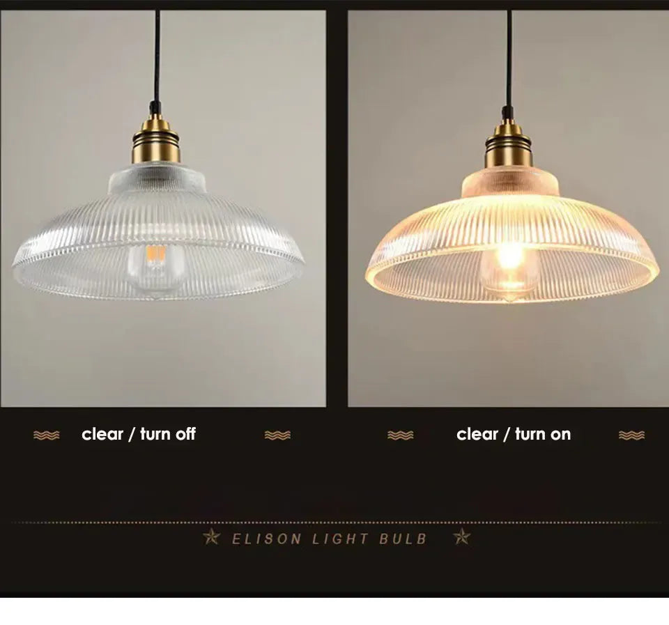 Verthara Premium Retro Amber Glass Loft Pendant Light