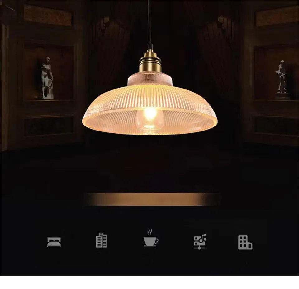 Verthara Premium Retro Amber Glass Loft Pendant Light