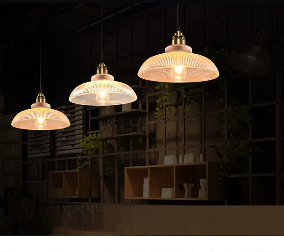 Verthara Premium Retro Amber Glass Loft Pendant Light