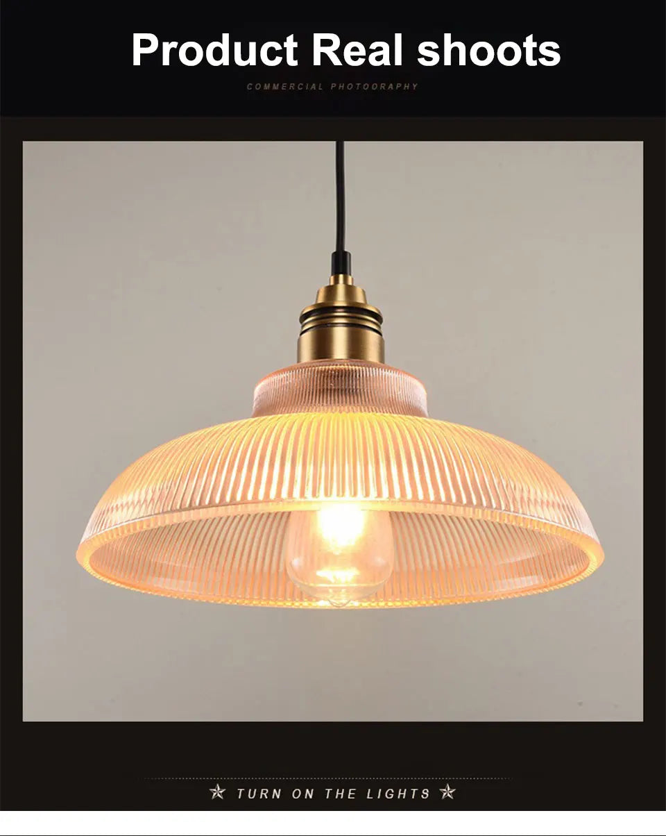 Verthara Premium Retro Amber Glass Loft Pendant Light