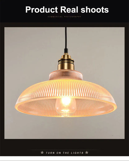 Verthara Premium Retro Amber Glass Loft Pendant Light