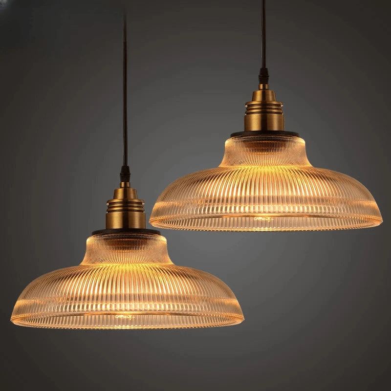 Verthara Premium Retro Amber Glass Loft Pendant Light Amber color