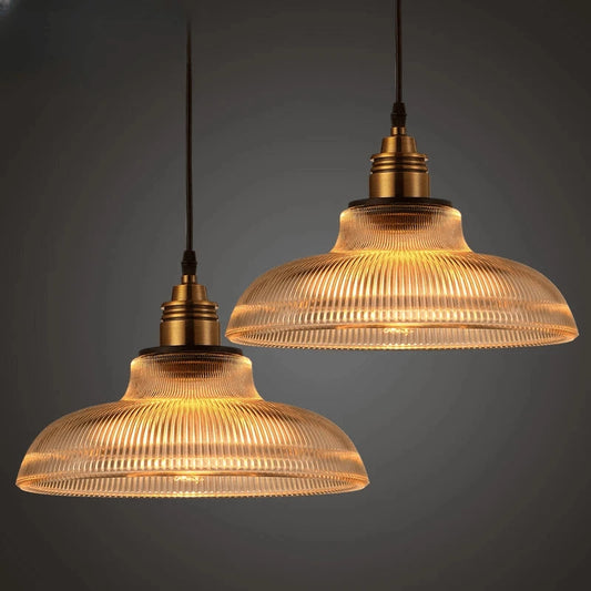 Verthara Premium Retro Amber Glass Loft Pendant Light Amber color