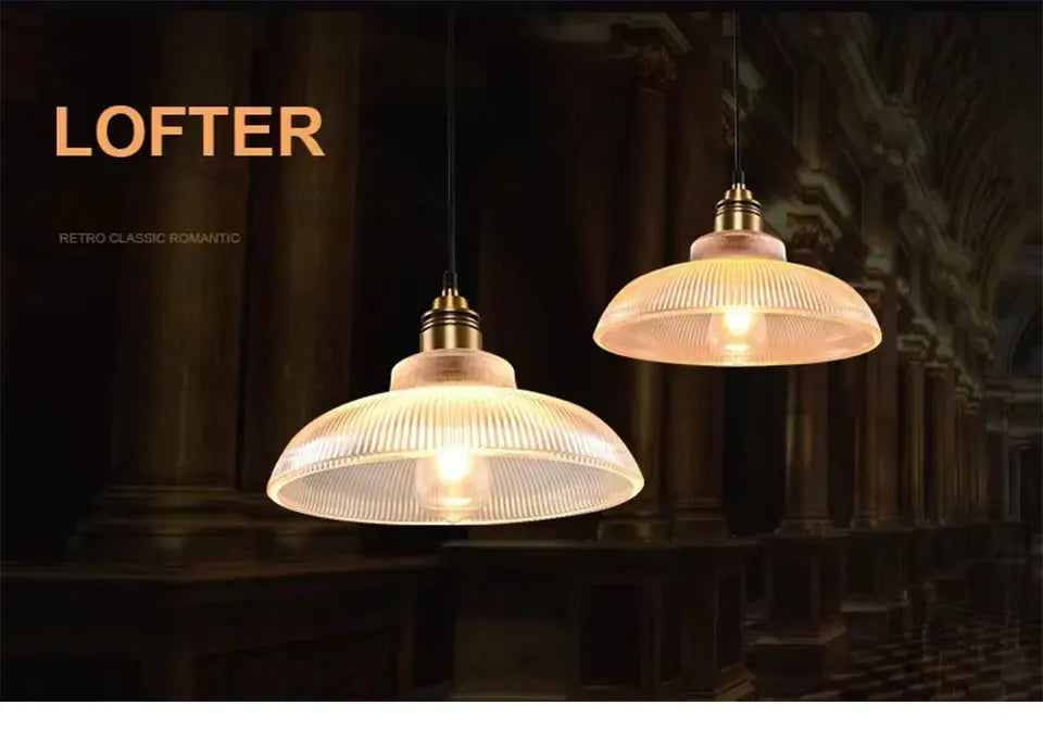 Verthara Premium Retro Amber Glass Loft Pendant Light