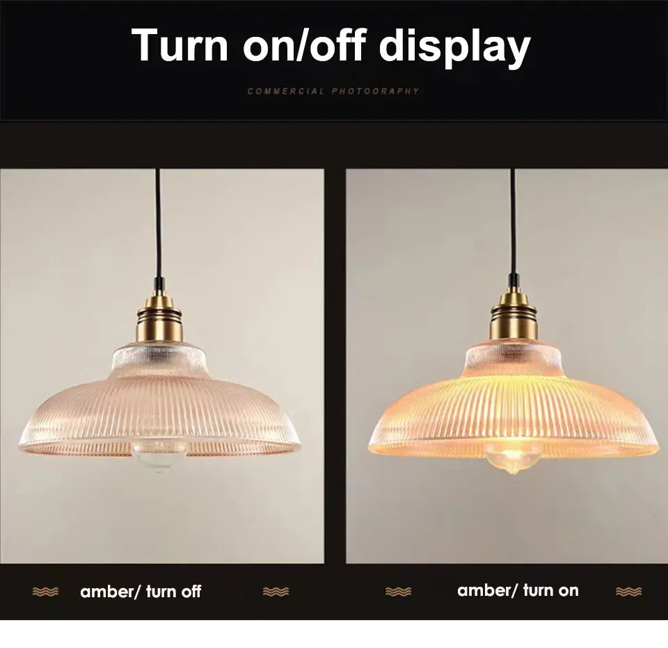 Verthara Premium Retro Amber Glass Loft Pendant Light