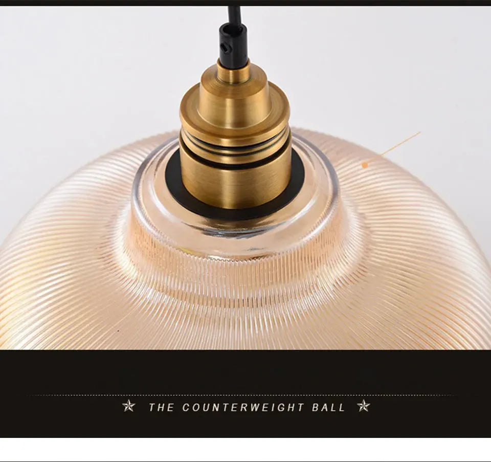 Verthara Premium Retro Amber Glass Loft Pendant Light