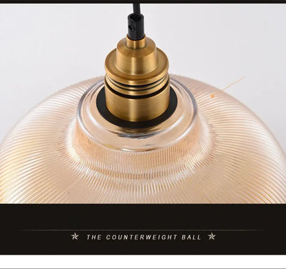 Verthara Premium Retro Amber Glass Loft Pendant Light