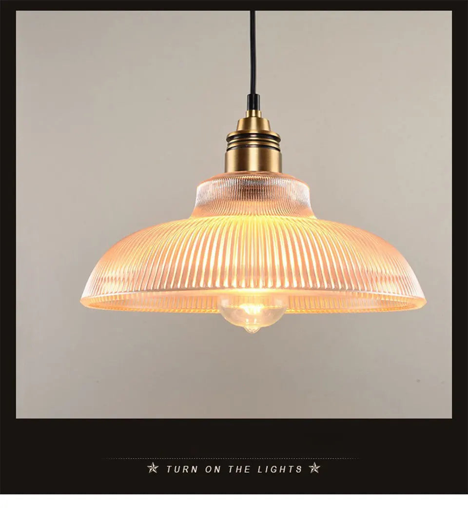 Verthara Premium Retro Amber Glass Loft Pendant Light