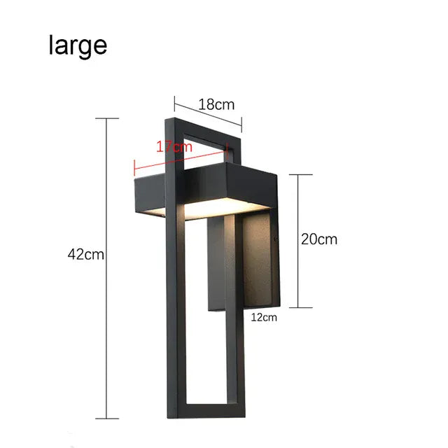 Verthara Premium Retro Black Outdoor LED Wall Lantern cold  white / H42cm 10W