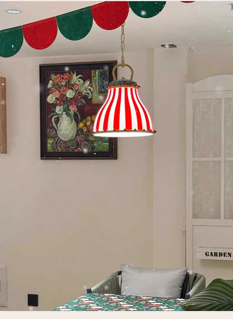 Verthara Premium Retro Candy Stripe Coloured Glass Pendant Light