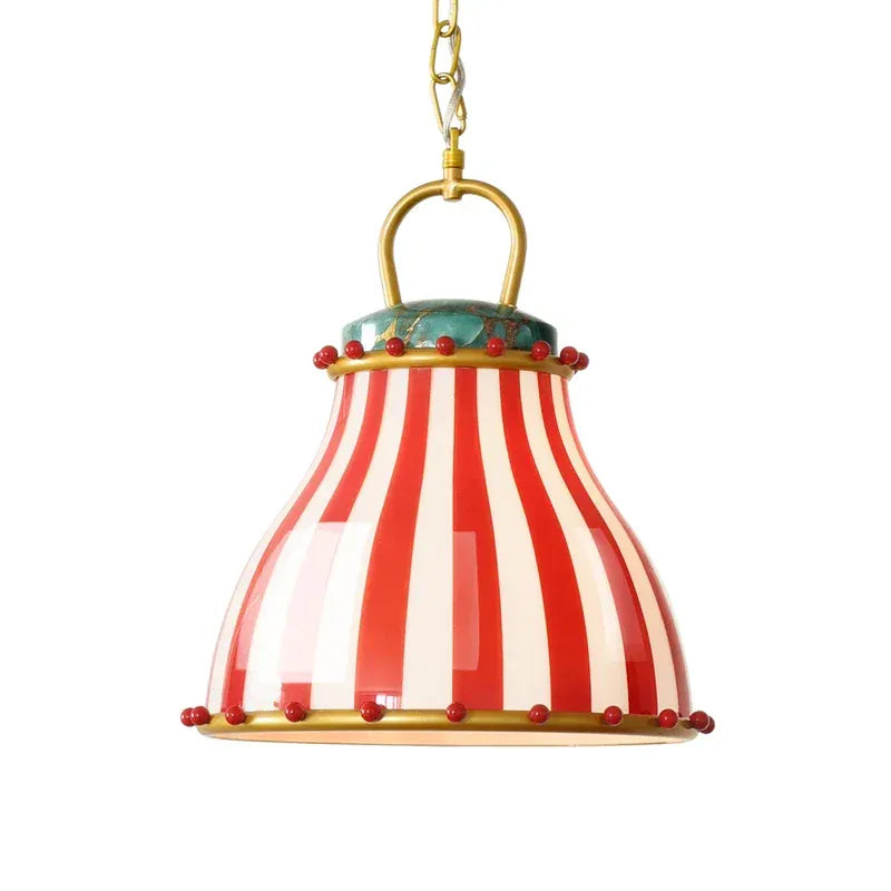 Verthara Premium Retro Candy Stripe Coloured Glass Pendant Light D33XH37cm / Cold White