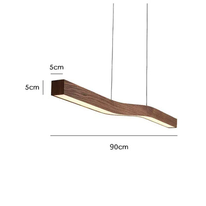 Verthara Premium Retro Linear Pendant Light with Walnut Wood Grain – Stylish Kitchen Pendant Lighting for Dining Room and Restaurant 90cm / Cold White