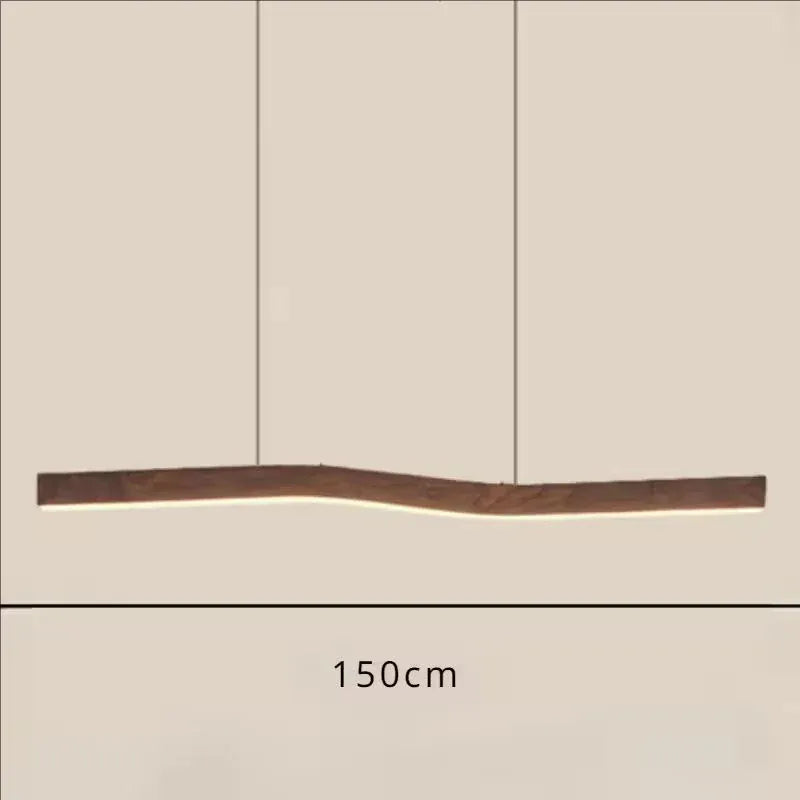 Verthara Premium Retro Linear Pendant Light with Walnut Wood Grain – Stylish Kitchen Pendant Lighting for Dining Room and Restaurant 150cm / Cold White