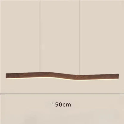 Verthara Premium Retro Linear Pendant Light with Walnut Wood Grain – Stylish Kitchen Pendant Lighting for Dining Room and Restaurant 150cm / Cold White