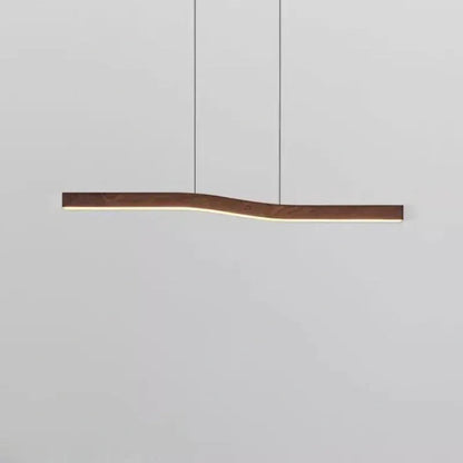 Verthara Premium Retro Linear Pendant Light with Walnut Wood Grain – Stylish Kitchen Pendant Lighting for Dining Room and Restaurant