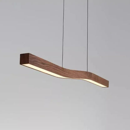 Verthara Premium Retro Linear Pendant Light with Walnut Wood Grain – Stylish Kitchen Pendant Lighting for Dining Room and Restaurant