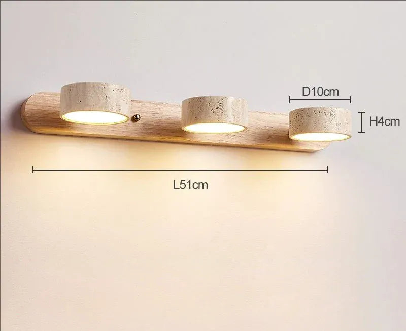 Verthara Premium Rotatable LED Bathroom Mirror Light with Natural Stone Design – Anti-Corrosion Wall Lamp for Elegant Grooming Warm White (2700-3500K) / 3 heads-log color