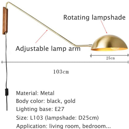 Verthara Premium Rotatable Long Arm Reading Wall Lamp