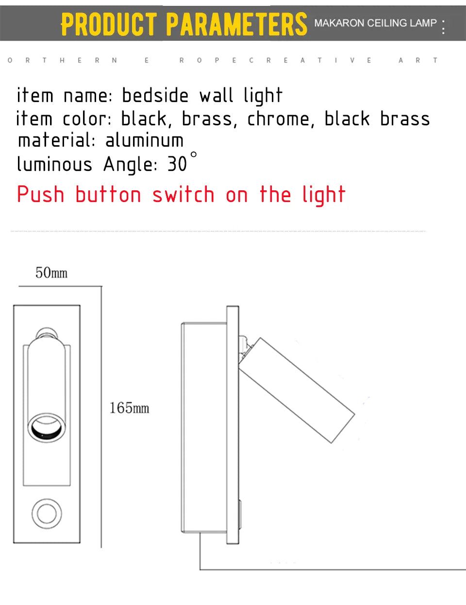 Verthara Premium Rotating Bedside Reading Wall Light