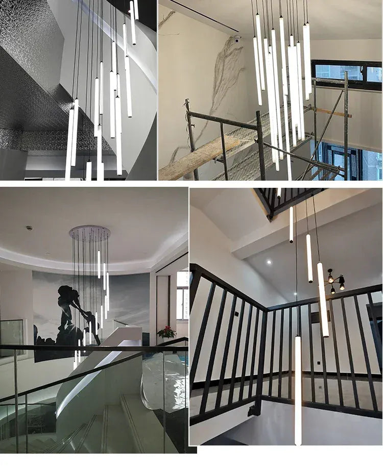 Verthara Premium Rotating Linear Acrylic Staircase Chandelier