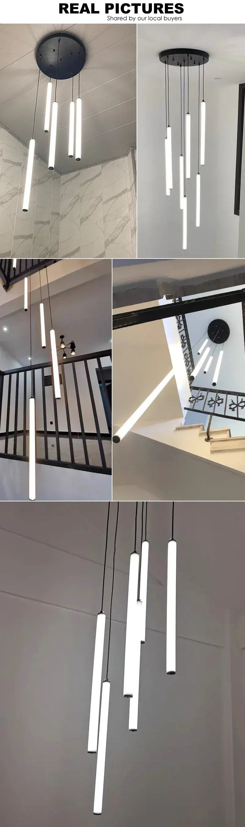 Verthara Premium Rotating Linear Acrylic Staircase Chandelier