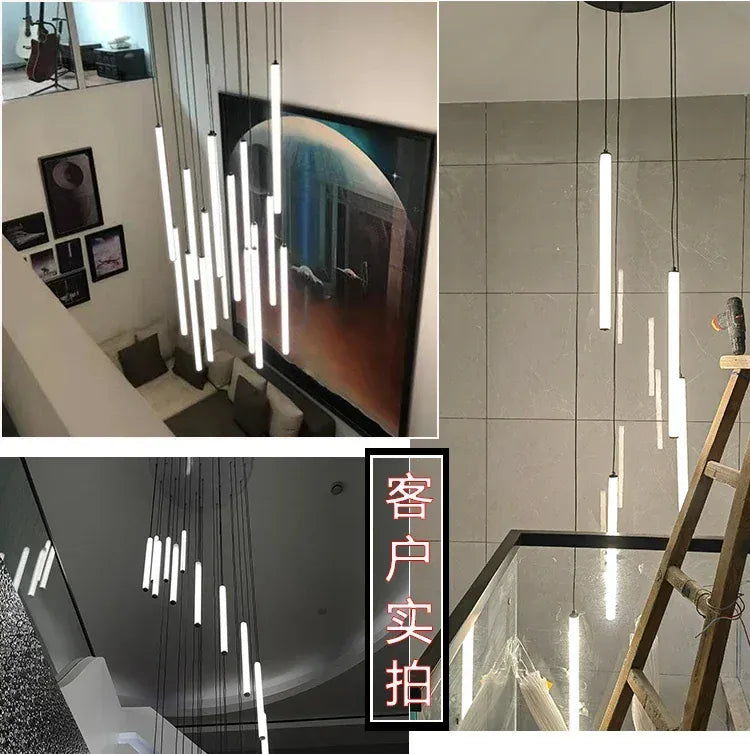 Verthara Premium Rotating Linear Acrylic Staircase Chandelier