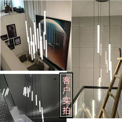 Verthara Premium Rotating Linear Acrylic Staircase Chandelier