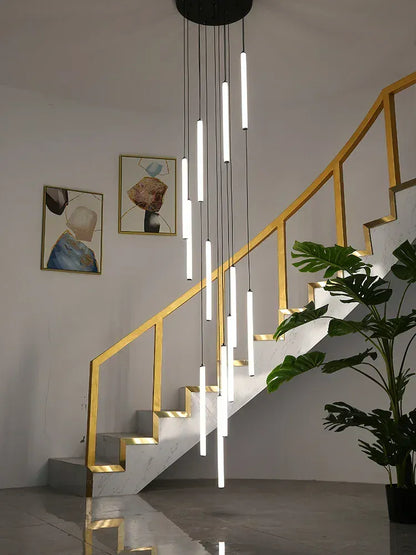 Verthara Premium Rotating Linear Acrylic Staircase Chandelier