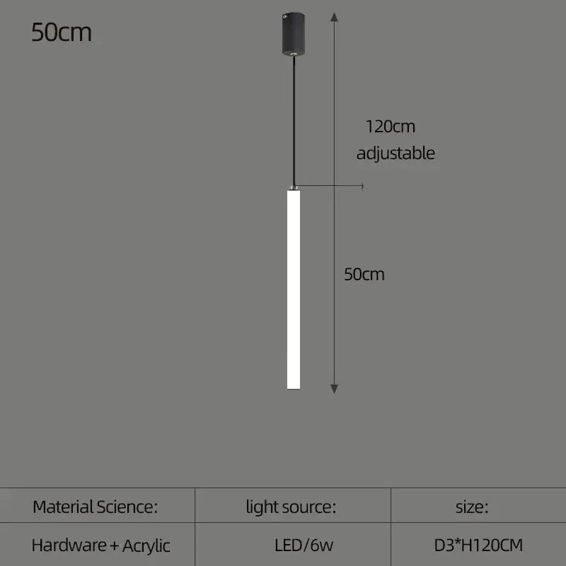 Verthara Premium Rotating Linear Acrylic Staircase Chandelier 1 lights 50cm / Black lamp body / Cold White
